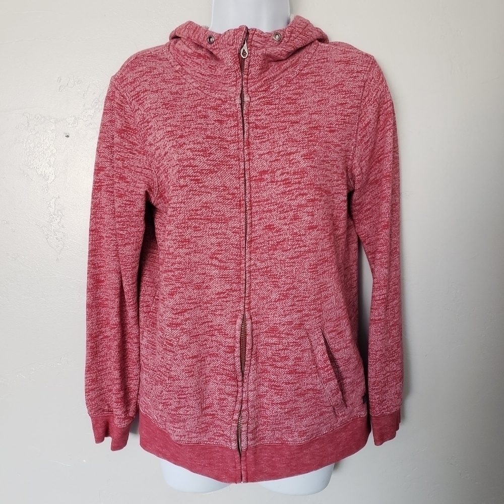 Volcom Women's Small Heather Red Jacket Full Zip Hooded Skater Casual